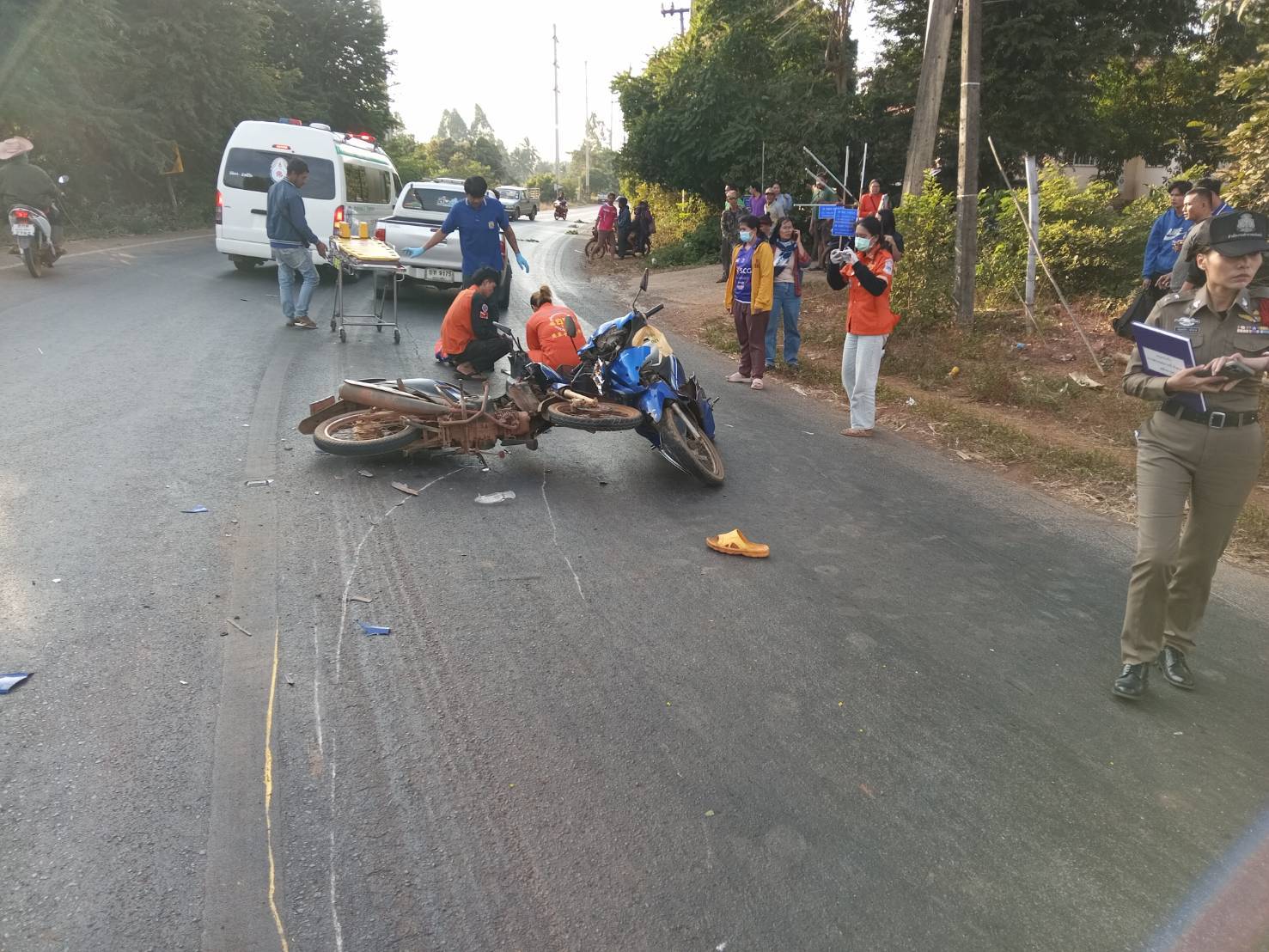 ร้อยเวรสอบสวนได้รับแจ้งเหตุอุบัติเหตุเหตุรถชน