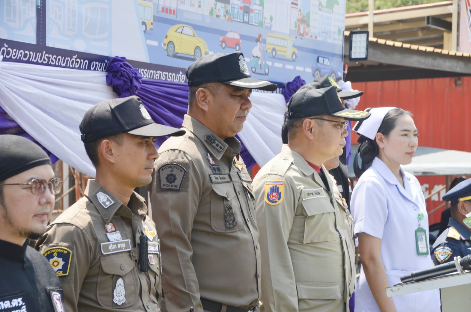 ร่วมพิธีเปิดจุดบูรณาการร่วมการป้องกันและลดอุบัติเหตุทางถนนช่วงเทศกาลสงกรานต์ พ.ศ. 2569
